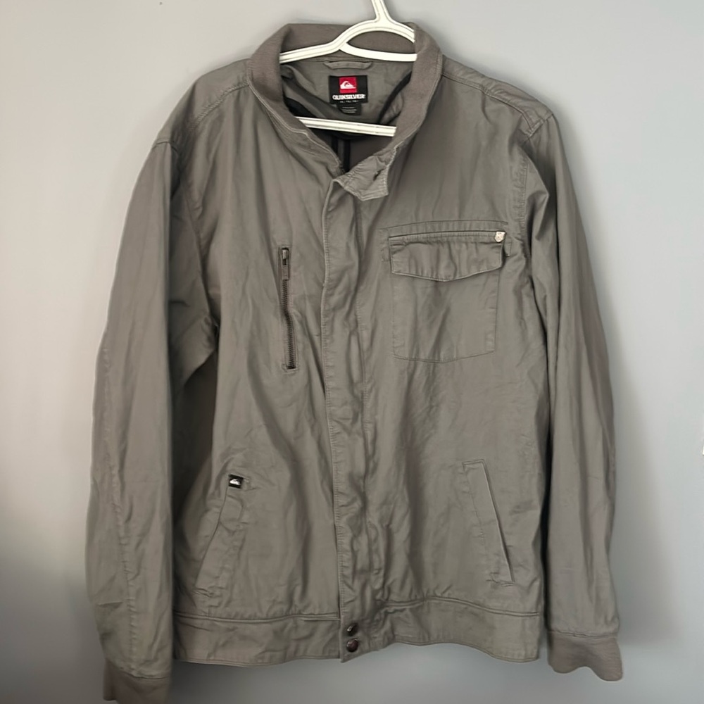 Quiksilver Men's Lightweight Jacket Grey Military Style Size XLarge